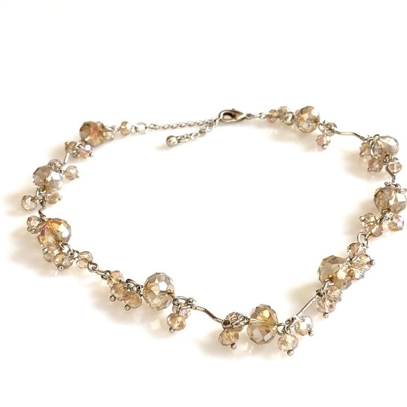 Crystal Fashion Necklace Light Silk Silver Tone 16” - Picture 2 of 6
